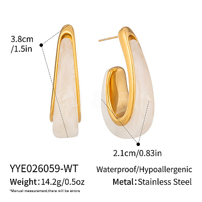 304 Stainless Steel Resin Stud Earrings for Women EG1813-1-1