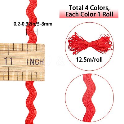 4 Strands 4 Colors Polyester Wave Bending Fringe Trim OCOR-GF0002-43C-1