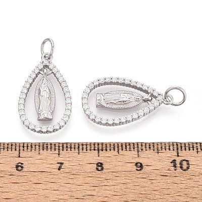 925 Sterling Silver Micro Pave Clear Cubic Zirconia Religion Pendants STER-N016-107P-1
