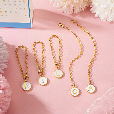 5Pcs 5 Styles Flat Round with Letter Alloy Enamel Wine Glass Charms HJEW-TA0001-14-1