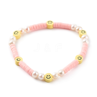 Handmade Polymer Clay Heishi Beaded Stretch Bracelets BJEW-JB06143-01-1