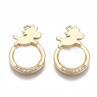 Brass Micro Pave Clear Cubic Zirconia Pendants KK-S356-318-NF-1