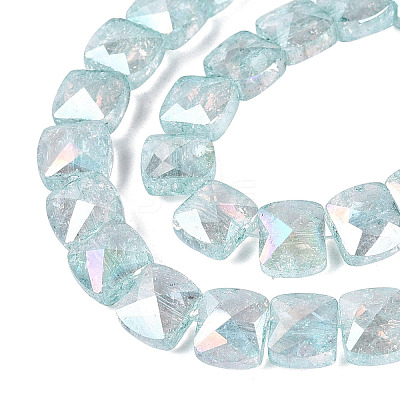 Electroplate Transparent Crackle Glass Beads Strands EGLA-Q135-02A-B02-1