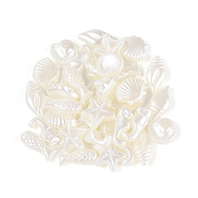 Ocean Theme ABS Plastic Imitation  Pearl Beads OACR-T028-85-1