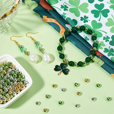 1500Pcs 3 Colors St. Patrick's Day Plastic Beads KY-SP0001-31-1