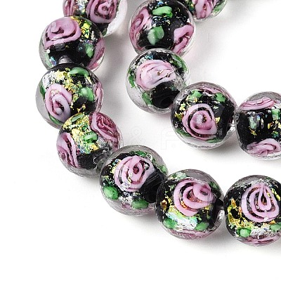 Handmade Foil Glass Beads Strands FOIL-N033-04A-1