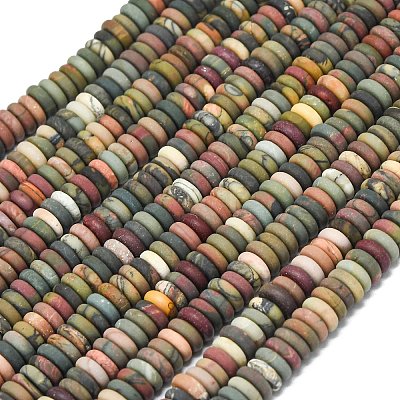 Frosted Natural Picasso Jasper/Polychrome Jasper Beads Strands G-K389-C28-01-1