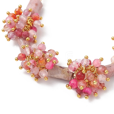 Natural Dyed Agate & Rhodonite Beads Link Bracelets BJEW-JB12164-03-1
