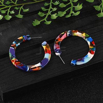 Cellulose Acetate(Resin) Half Hoop Earrings KY-S163-374-1