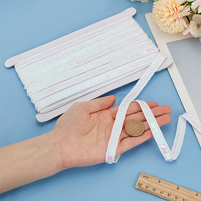 Sparkle Polyester Lace Ribbons OCOR-WH0090-67B-1