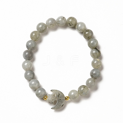 Natural & Synthetic Mixed Gemstone Moon and Star Beaded Stretch Bracelet for Women G-G997-C-1