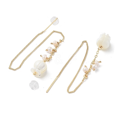 Natural Pearl Ear Studs EJEW-P256-47G-1