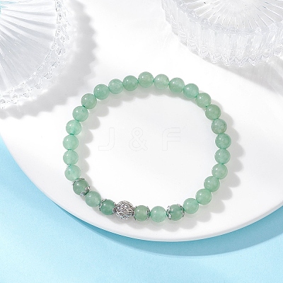4Pcs 4 Styles Opalite & Natural Tiger Eye & Green Aventurine & Carnelian(Dyed & Heated) Cross Round Beaded Stretch Bracelet Sets for Men Women BJEW-JB12266-1