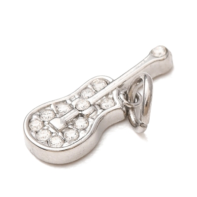 304 Stainless Steel Micro Pave Clear Cubic Zirconia Charms LS-CU-CBAB6EC-21P-1