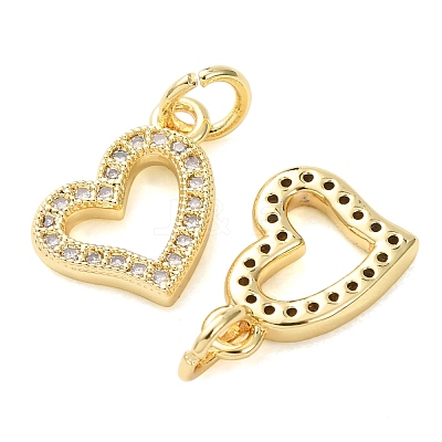Valentine's Day Brass Micro Pave Clear Cubic Zirconia Charms CU-E003-17G-A-1