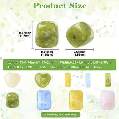 72Pcs 10 Styles Opaque & Transparent Acrylic Beads OACR-FS0002-83-1