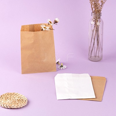 100Pcs 2 Colors White & Brown Kraft Paper Bags CARB-LS0001-04-1
