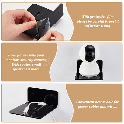 Acrylic Wall-Mounted Adhesive Camera Display Shelf with Iron Screw ODIS-WH0002-86A-1