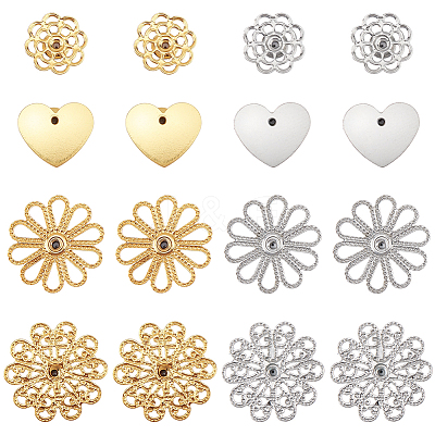 32Pcs 8 Styles Brass Earring Nuts EJEW-SC0001-89-1