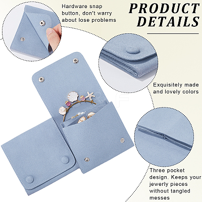2Pcs Microfiber Cloth Jewelry Storage Bags with Brass Button ABAG-BBC0001-17B-02-1