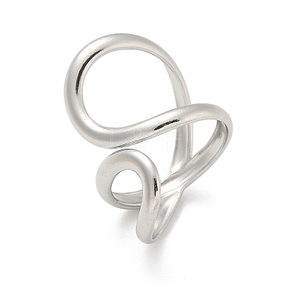 304 Stainless Steel Open Cuff Ring for Women X-RJEW-M025-02P-1