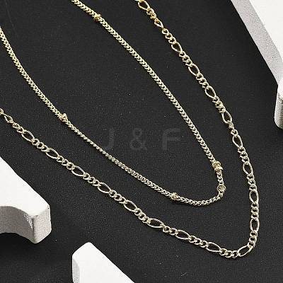 Brass Double Layer Necklaces NJEW-D302-53G-1