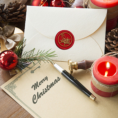 Brass Wax Seal Stamp with Handle AJEW-WH0184-0668-1