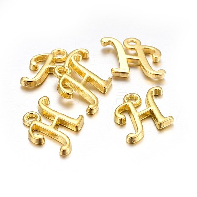 Golden Plated Alloy Letter Pendants PALLOY-J718-01G-H-1