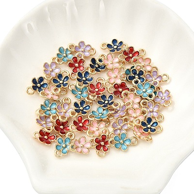 50Pcs 5 Colors Zinc Alloy Enamel Connector Charms ENAM-YW0009-01-1