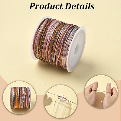 4 Rolls 4 Colors Segment Dyed Nylon Braided Cord with Gold Thread WCOR-SC0001-02B-1