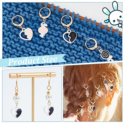 Alloy Ename Heart & Lollipop & Rabbit Pendant Locking Stitch Markers HJEW-AB00069-1