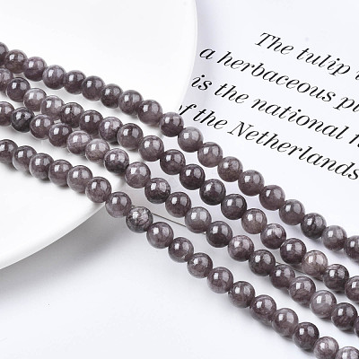 Natural Dyed Yellow Jade Gemstone Bead Strands G-R271-6mm-Y23-1