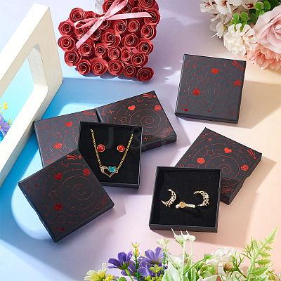 5Pcs Hot Stamping Planet Cardboard Jewelry Packaging Boxes CON-TA0001-44D-1