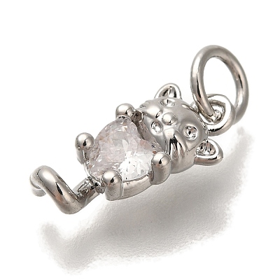 Rack Plating Brass Micro Pave Cubic Zirconia Charms KK-I720-31P-1