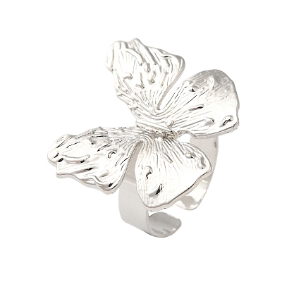 Butterfly Alloy Open Cuff Rings for Women RJEW-U006-06B-P-1