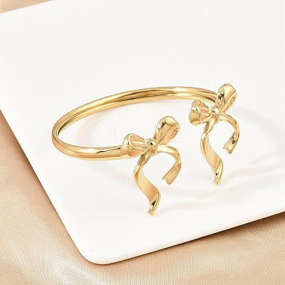 304 Stainless Steel Cuff Bangles for Women BJEW-A147-01C-G-1