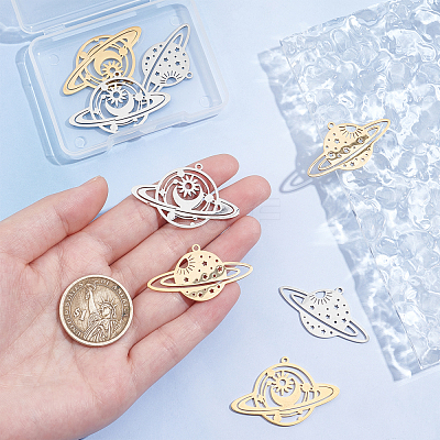 8Pcs 4 Style 201 Stainless Steel Pendants STAS-DC0001-54-1