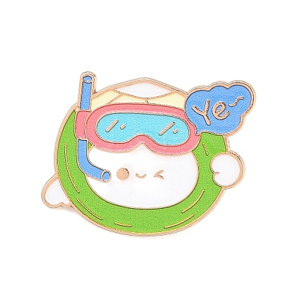 Diving Coconut Enamel Pins JEWB-L028-01G-1