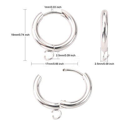 201 Stainless Steel Huggie Hoop Earring Findings STAS-P283-01D-S-1