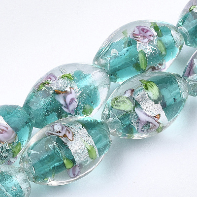 Handmade Silver Foil Glass Lampwork Beads X-LAMP-Q030-02H-1