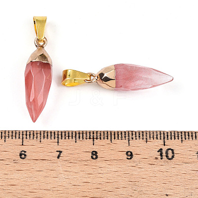 Synthetic Cherry Quartz Glass Pendants G-N345-01D-1
