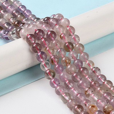 Natural Purple Rutilated Quartz Beads Strands G-M427-A01-01-1