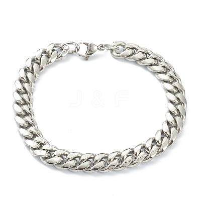 304 Stainless Steel Cuban Link Chain Bracelets & Necklaces Jewelry Sets SJEW-B019-03C-P-1