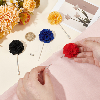 4Pcs 4 Colors Flower Polyester Lapel Pin Brooches for Men JEWB-FG0001-21-1