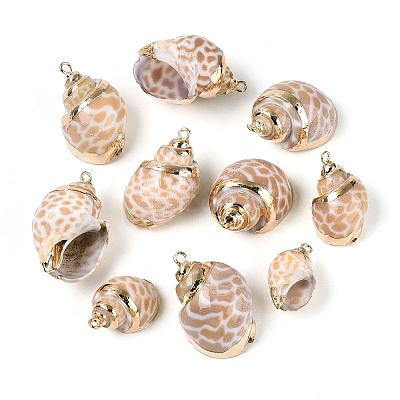Electroplate Natural Spiral Shell Pendants SSHEL-N042-08-1