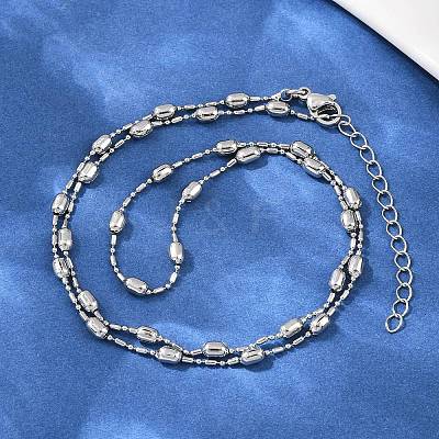 Brass Oval Ball Chain Necklaces for Men Women NJEW-L012-03P-1