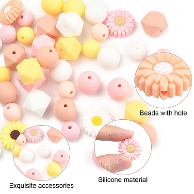 40Pcs Silicone Beads SIL-YW0001-66-1