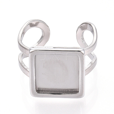 304 Stainless Steel Open Cuff Ring Components STAS-S080-041H-P-1