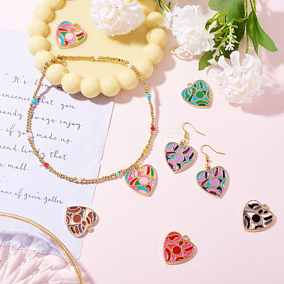 14Pcs 7 Colors Rack Plating Alloy Enamel Pendants ENAM-TA0002-54-1