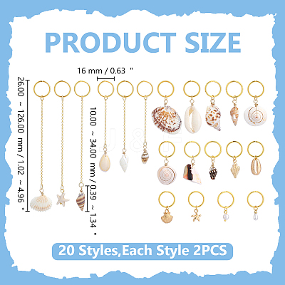 40Pcs 20 Styles Shell Hair Styling Tools OHAR-WR00002-1